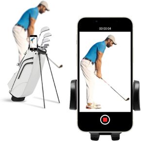 ONHAWKS-Golf Cart Cell Phone Holder Record Swing and Putting Accessories| Selfie Putter Training Aid Works with Any Golf Bag, Club and Alignment Sticks