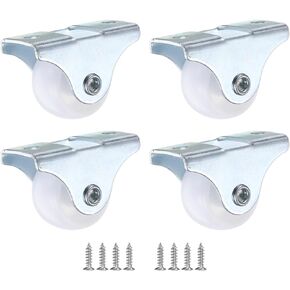 PATIKIL 1" Rigid Caster Wheels, 4 Pack Silent Fixed Plate Casters with M4 Screws Load Capacity 33Lbs for Furniture Workbench Cart Trolley One Direction Rolling, White(NO Brake) in Saudi Arabia