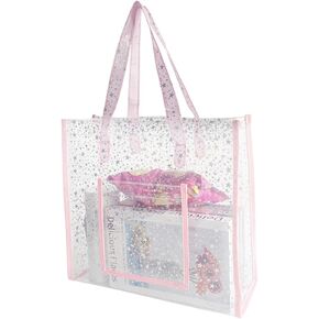 Clear Tote Bag, Holographic Clear Bags with Star Pattern, Crossbody Shoulder Bag with Adjustable Strap