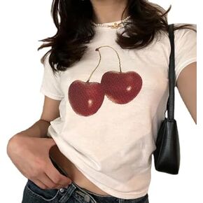 Baby Tees Y2k Shirt 2000s Fashion Cute Shirts 90s Outfit Woman Graphic Tees Y2k Vintage Clothes