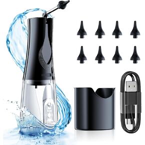 مجموعة أدوات تنظيف الأذن التي تعمل بالطاقة المائية - نظام تنظيف الأذن الكهربائي IPX7 المقاوم للماء، آمن وفعال لتراكم شمع الأذن، 3 أوضاع للضغط و8 نصائح in Kuwait