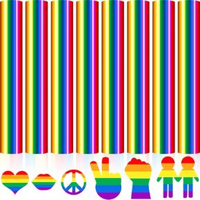 8 Sheets 12 x 10 Inch Heat Transfer Vinyl HTV Vinyls for T Shirts Craft DIY, Iron on Vinyl for St Patrick's Rainbow Pride Mexican Fiesta USA Flag (Rainbow Style)