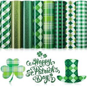 8 Sheets 12 x 10 Inch Heat Transfer Vinyl HTV Vinyls for T Shirts Craft DIY, Iron on Vinyl for St Patrick's Rainbow Pride Mexican Fiesta USA Flag (Rainbow Style)