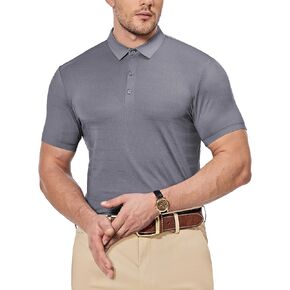 Mens Dry Fit Golf Shirt Performance Polo Short Sleeve Athletic Collared Mesh Shirt Moisture Wicking Seamless Tech