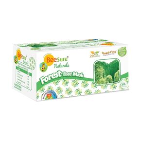 BeeSure BE2440 Naturals Forest Face Masks, Green (Pack of 50)