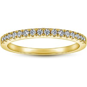 Gold Plated 925 Silver Sterling Rings for Women White Cubic Zirconia Jewelry Stacking Rings Gift for Women Wife Mother Girl