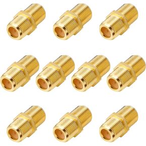 PASOW F Type RG6 Coupler Gold Plated Female to Female Barrel Coaxial Adapter (10 pcs)