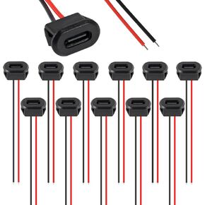 12PCS Type-C Female Chassis 2 Pin Type-C Female Socket Connector Waterproof Jack Female Charging Port with Card Buckle 3A USB-C Charger Plug Socket in Kuwait