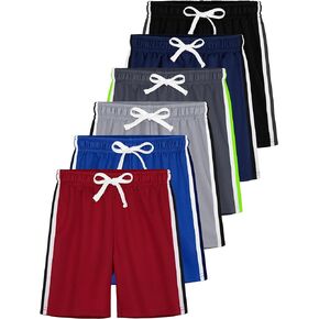 6 Pack Toddler Boys Athletic Shorts Boys Basketball Shorts Mesh Active Sports Gym Soccer Quick Dry Shorts for Summer