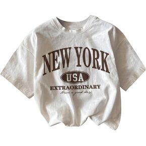 SOLY HUX Girl's Letter Graphic Tees Short Sleeve Drop Shoulder Summer T Shirt Tops