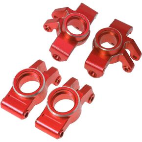 Front Hub and Rear Hub Set ARA330807 Aluminium Alloy for Arrma 1/18 Granite Grom Mega 380 Monster Truck Upgrade Parts (Red)