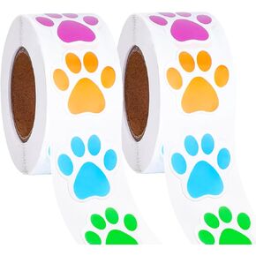 1000Pcs Paw Prints Stickers, 1" Colorful Self-Adhesive Puppy Paw Prints Decals Animal Paw Stickers for Gifts, Kennels, Party Room Decoration, Envelope Seals, Cards, Gift Wrapping (Black)