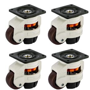 4 Pack Leveling Machine Casters with Nylon Wheel and Rubber Foot- Loading Capacity 2200 lbs - Retractable Workbench Caster Set
