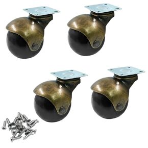 Luomorgo 2 Inch Ball Caster Wheels, Vintage 360 Degree Swivel Furniture Casters, Antique Top Plate Casters for Furniture Bench Cabinets Wheelchairs, 220 lbs Total Capacity Caster for Set of 4