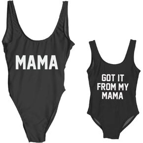 Elightvap Family Matching Mother Child Letter Print Swimsuit Monokini Women Toldder Girl One Piece Bathing Suit Swimwear