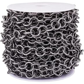 Pandahall 32.8 Feet Aluminum Rolo Link Chain 11.5x2mm Unwelded Textured Necklace Chains with Spool Gunmetal for Jewelry Making