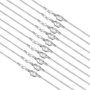 10PCS 925 Silver Plated 1.2MM Snake Chain Necklaces For Jewelry Making in Bulk 24 Inch Silver Chain For Women