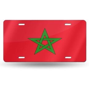 Moroccan Flag License Plate Front License Sign Car Tag Decorative Metal Plate