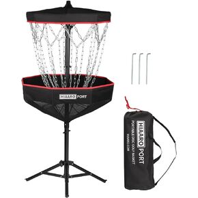 【معتمدة من PDGA】 سلة جولف قرصية محمولة من HIAARO مع 16 سلسلة شديدة التحمل، هدف جولف فريسبي قابل للطي مع حقيبة حمل للتمرين