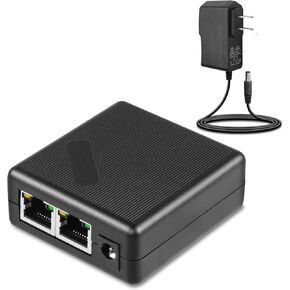 SinLoon Gigabit Ethernet Splitter RJ45 Network Splitter 1 to 2 1000Mbps with DC Power Supply Adapter for Computer, Hub, Switch, Router, ADSL, Set-top Box, Digital TV, etc