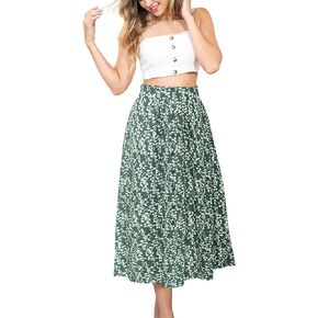 Kate Kasin Womens 2024 Summer High Waisted Floral Midi Skirt Casual A-Line Button Flowy Boho Beach Skirts with Pockets in Saudi Arabia