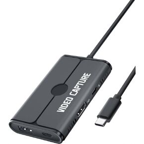 Lemorele Video Capture Card USB C to Dual HDMI 4K 1080P 30Hz, HDMI Capture Card with USB A Adapter Adjustable, Live Game Streaming Video Recorder for Windows, Mac Gaming Conference.