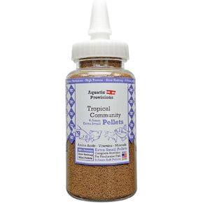 Extra Small Fish Food Pellets 3.17 oz, Sinking 0.5mm Size, High Protein, for Tropical Community Aquariums