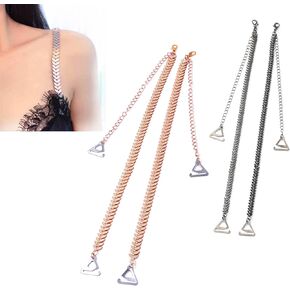 2 Pairs Adjustable Metal Bra Shoulder Straps Leaf Metal Lingerie Straps for Girls Women (Gold+Black)