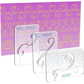 3 Pcs Acrylic Free-Motion Quilting Templates Quilting Templates for Machine Quilting Quilting Stencils Quilting Supplies Quilting Design with 16 Pcs Non-Slip Grips (Heart Shaped Patterns A)