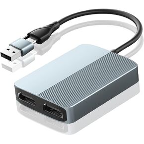 محول USB C/USB A 3.0 إلى HDMI مزدوج، مقسم USB إلى HDMI للشاشات المزدوجة، محول عرض ممتد لنظام التشغيل Windows Mac OS، محول رسومات فيديو عالمي 1080p@60 هرتز in Kuwait
