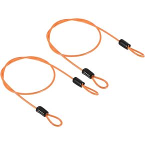 PATIKIL Security Steel Cable 2.5mm x 0.5m/1.64ft Coated Luggage Lock Wire Rope with Double Loop Black 2 Pack