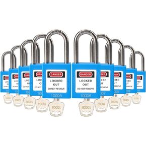 10 Red Lockout Tagout Locks with Brass Core,Keyed Different,OSHA Compliant Safety Locks(Red,Key Different,Brass Core)