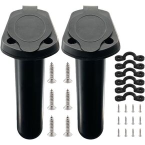 ISURE MARINE 2Pcs Kayak Fishing Rod Holder,Kayak Deck Plastic Flush Mount Fishing Boat Rod Holders and Cap Cover for Kayak, Fishing Boat, Canoe and Fishing Tackle Accessory Tool