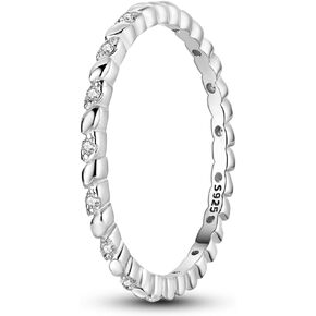 Parmuz 925 Sterling Silver Rings for Woman Dainty Stackable Ring CZ Star Moon Cross Eternity Engagement Bands Ring Gift for Her