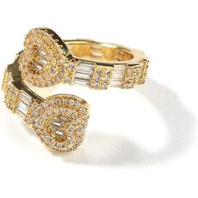 Jacruces Gold Heart Rings for Women Bling Iced Out Rings Cubic Zirconia Diamond Ring Men Women Rhinestone Ring Engagement Wedding Promise Ring for Her Hip Hop Jewelry