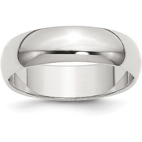 Solid 925 Sterling Silver 6mm Plain Classic Dome Wedding Band Ring