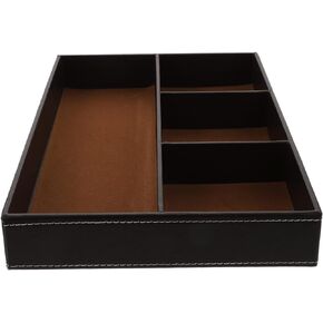 TENDYCOCO 3 Pcs Partition Storage Box Valet Drawer Valet Tray Men Nightstand Valet Tray Makeup Drawers Phone Holder Wallet for Men Spoon Holder Cutlery Basket Man Leather Charging Board Key