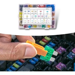 Pack-220 Car Small and Medium Sized Fuse Set, Metal Blade Fuses with Easy-to-Identify Storage Box, Blade Fuse Color-Coded Assorted Kit with Small Clip, Universal for Cars (Multicolored)