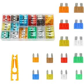 220PCS Car Fuses Assortment Kit, Standard & Mini Automotive Blade-Type 1A 2A 3A 5A 7.5A 10A 15A 20A 30A 40A Fuses, Universal for SUV, Truck, RV, Motorcycle, Boat, Marine, Camper