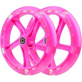 عجلات سكوتر بديلة من البولي يوريثان مقاس 8 بوصات 5 مصابيح LED ملونة تضيء عجلات سكوتر 200 مم ترقيات لسكوتر الحلاقة A5 للأطفال والكبار، عبوة من قطعتين (أسود) in Kuwait