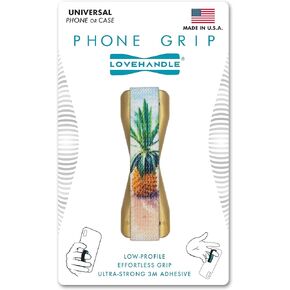 LOVEHANDLE Grip for Most Smartphones and Mini Tablets, Beached Pineapple Elastic Strap with Gold Base, lh-01-beachedpineapple