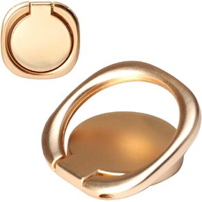 [2 Pack] Matte Rounded Edges Cell Phone Ring Holder Stand,360 Degree Rotation and 180 Degree Adjustable Finger Ring Kickstand with Frosted Metal Phone Grip (Gold)