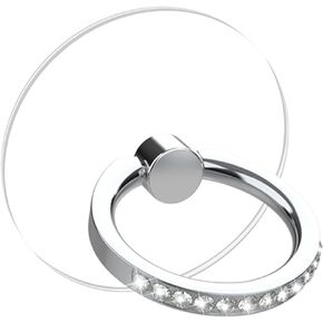 قبضة حامل حلقي للهاتف الخلوي الشفاف، حامل حامل حلقي للهاتف الشفاف، حامل خلفي للهاتف يدور 360 درجة، مسند خلفي للأصابع، الأجهزة اللوحية المتوافقة مع معظم الهواتف والحافظات (2 جولة ماسية فضية) in Kuwait