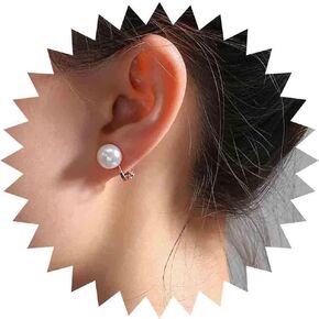 Boho Pearl Studs Earrings Silver Pearl Wrap Earrings Vintage Pearl Clip Earrings No Piercing Earrings Jewelry for Women and Girls