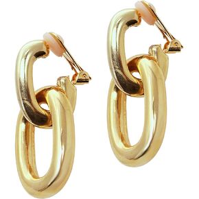 Kenneth Jay Lane Polished Link Drop Doorknocker Clip-On Earrings