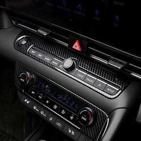 Carbon Fiber Style One Piece Car Start Stop Button Cover Car Interior Accessories Compatible with Hyundai Elantra CN7 N Line