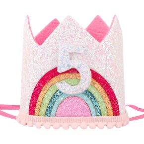 Birthday Rainbow Hat for Birthday Party Glitter Birthday Photo Props Hat for Boys and Girls, Pastel Rainbow Hat