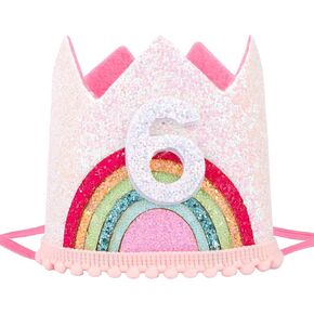 Birthday Rainbow Hat for Birthday Party Glitter Birthday Photo Props Hat for Boys and Girls, Pastel Rainbow Hat