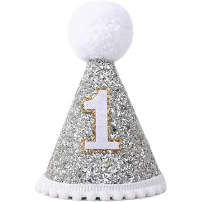 Baby's Cone white 1st birthday Crown - Natural Boho 1st/First Birthday Decorations,1st Birthday Hat, Cake Smash Photo Prop. (White Boho Birthday Hat)