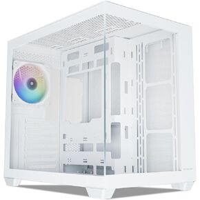 Vetroo AL900 ATX Computer PC Case 270° Full View Tempered Glass, Pre-Installed ARGB & PWM FDB Fan in Rear, Support up to 360mm Radiator and 10 Fans, Type-C Ready, Support for 40 Series GPUs - White